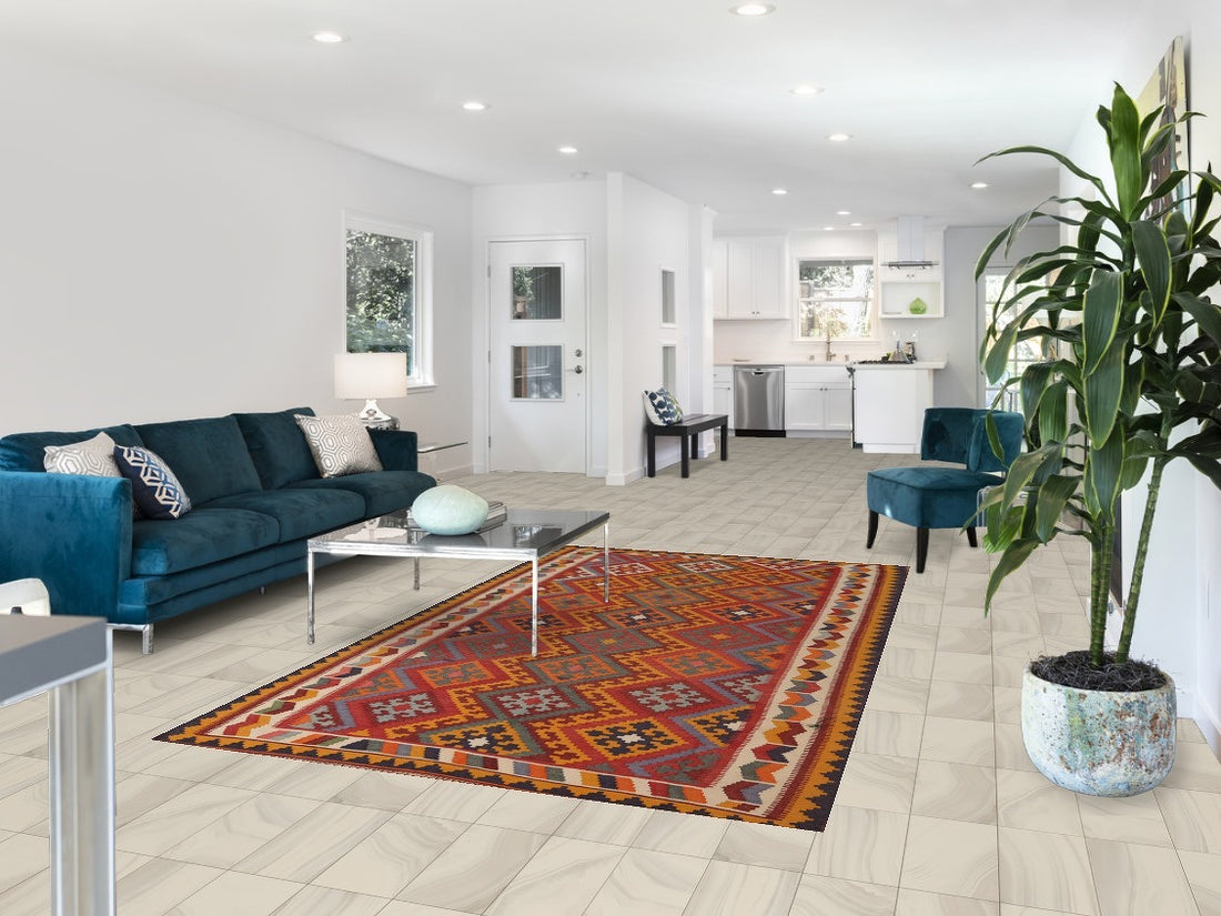 Vegetable Dye Kilim Qashqai Persian Area Rug 5x9