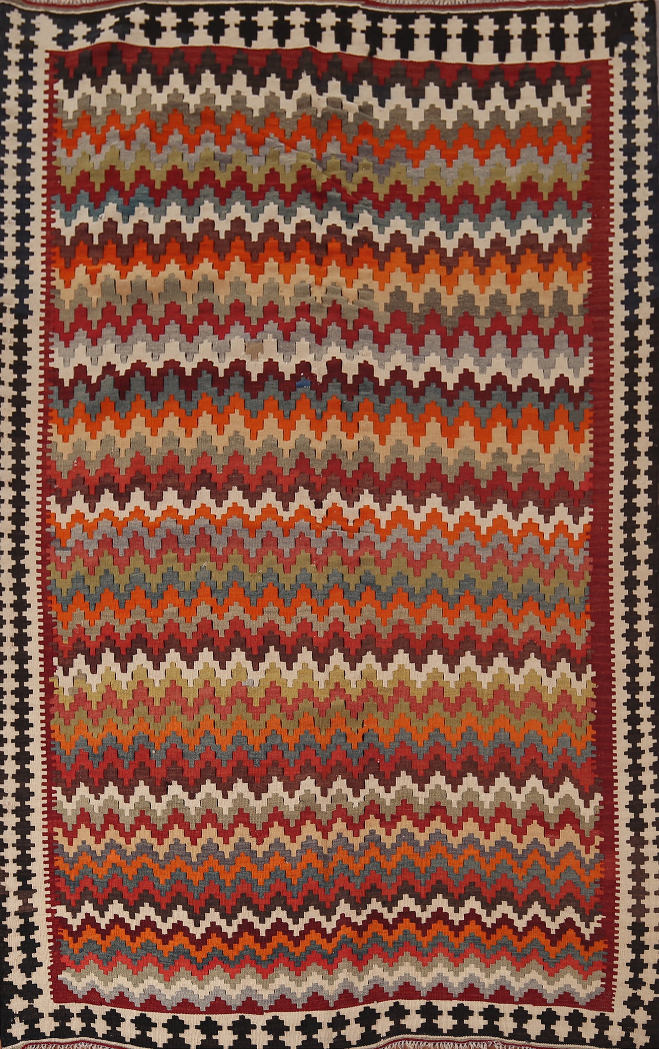 Vegetable Dye Kilim Qashqai Flat Weave Persian Rug 5x8