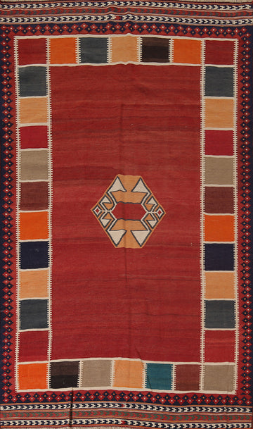 Vegetable Dye Kilim Qashqai Persian Area Rug 5x9