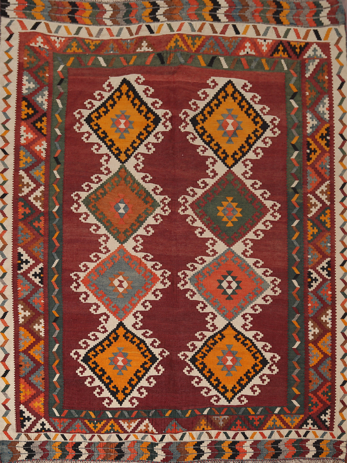 Vegetable Dye Kilim Qashqai Persian Rug 5x6