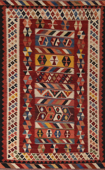 Vegetable Dye Kilim Qashqai Persian Area Rug 5x8