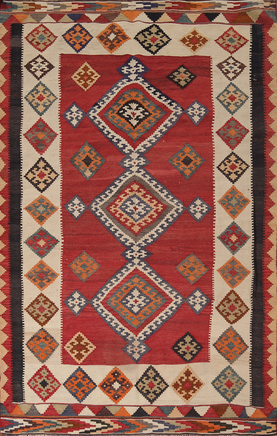 Vegetable Dye Kilim Qashqai Wool Persian Rug 5x8