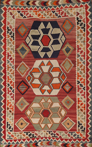 Vegetable Dye Kilim Qashqai Nomadic Persian Rug 4x7