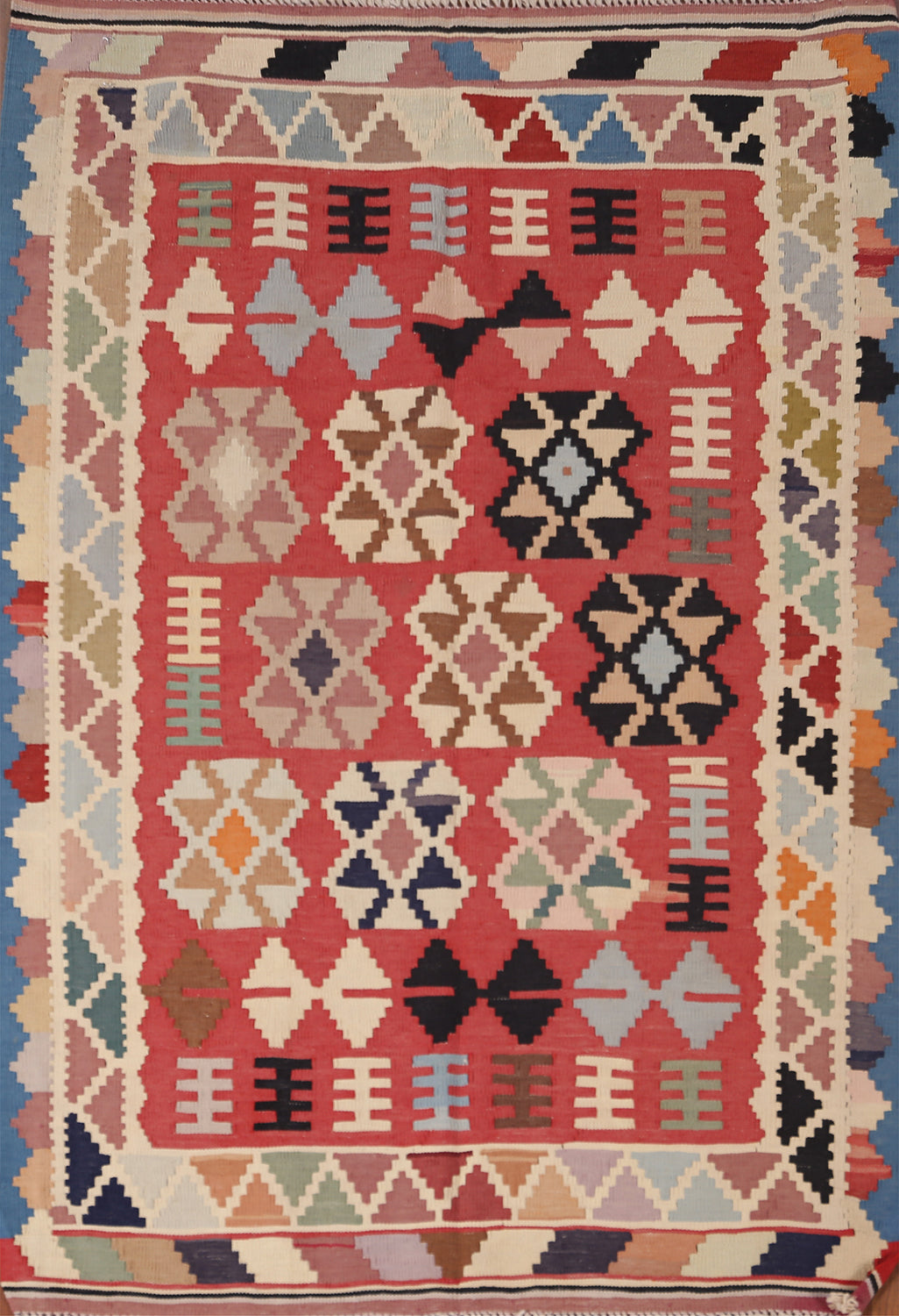 Geometric Kilim Qashqai Flat Weave Persian Rug 3x5