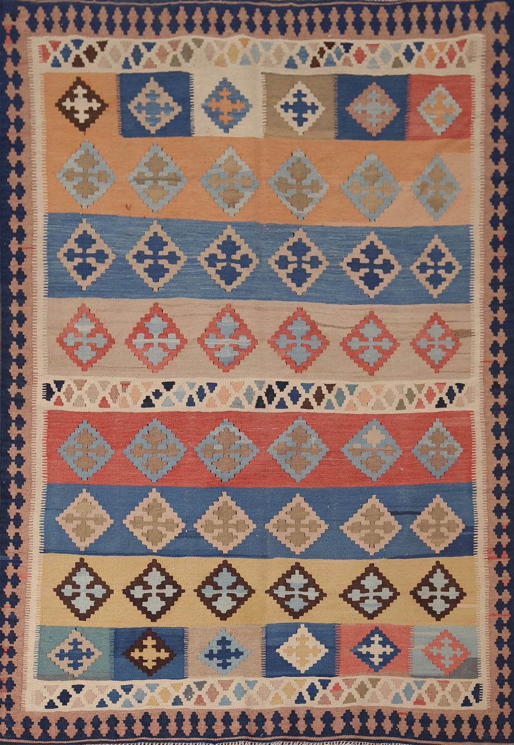 Vegetable Dye Kilim Qashqai Flat Pile Persian Rug 5x6