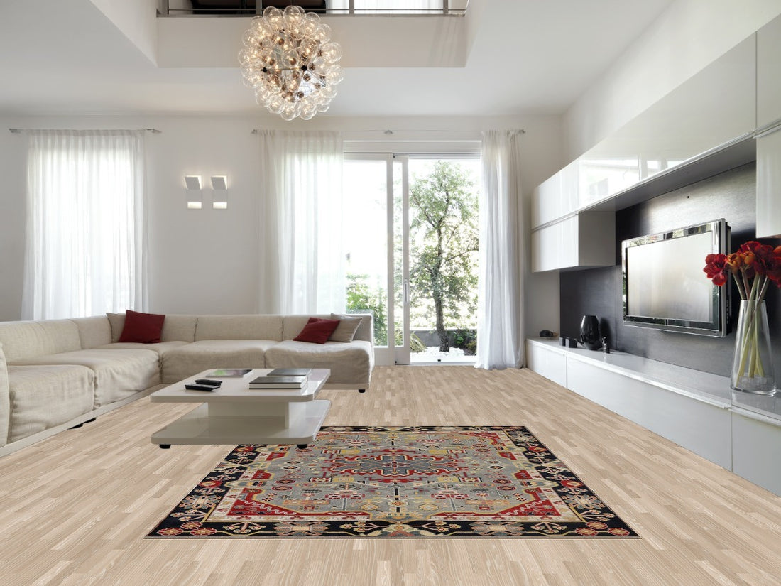 Gray Geometric Kazak Oriental Area Rug 8x10