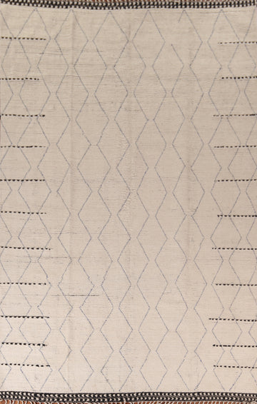 All-Over Ivory Moroccan Oriental Area Rug 9x13