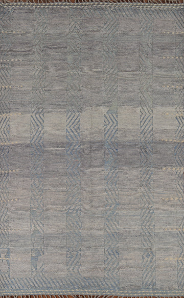 Handmade Gray Striped Moroccan Area Rug 7x11