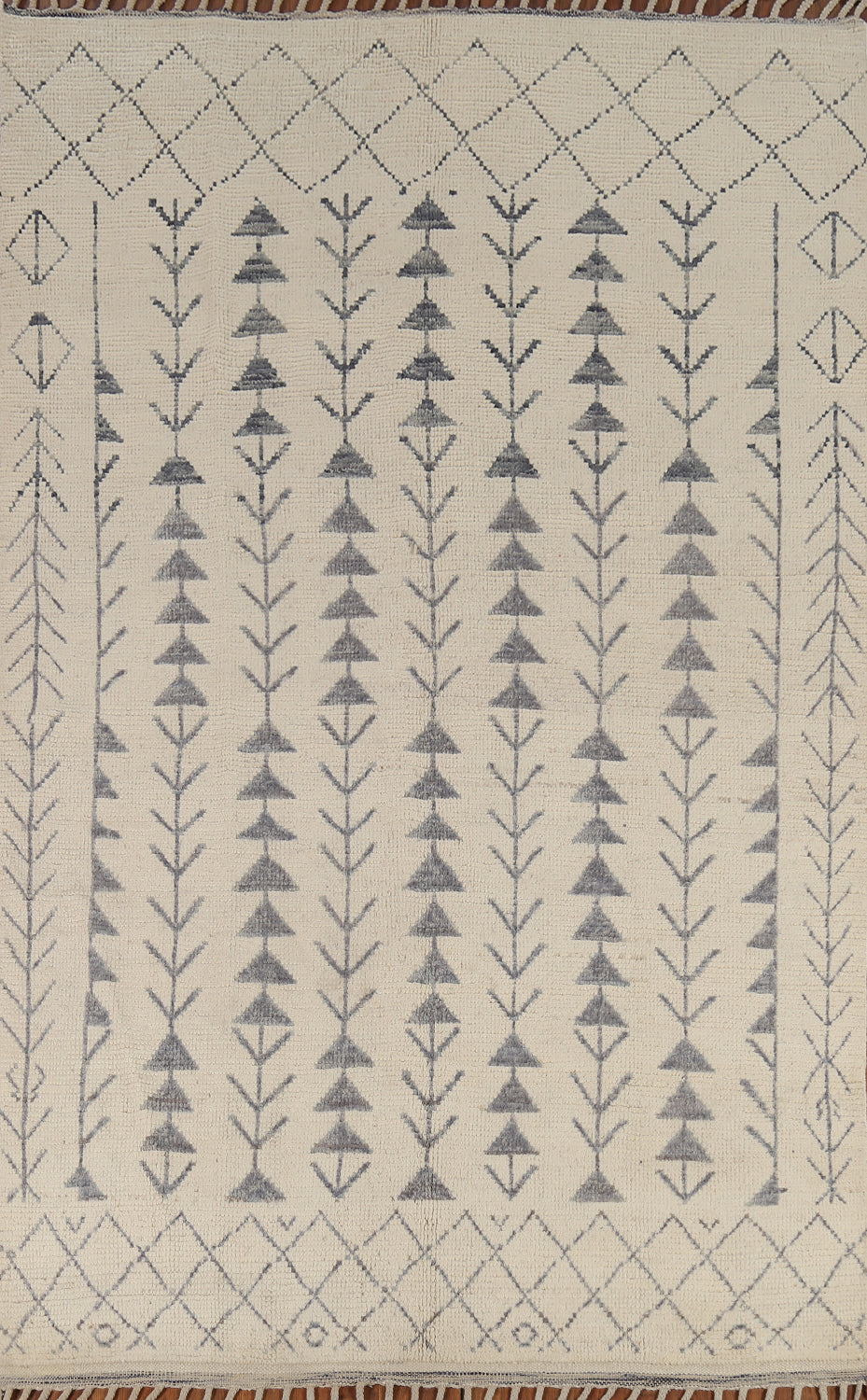Handmade Wool Ivory Moroccan Area Rug 6x10