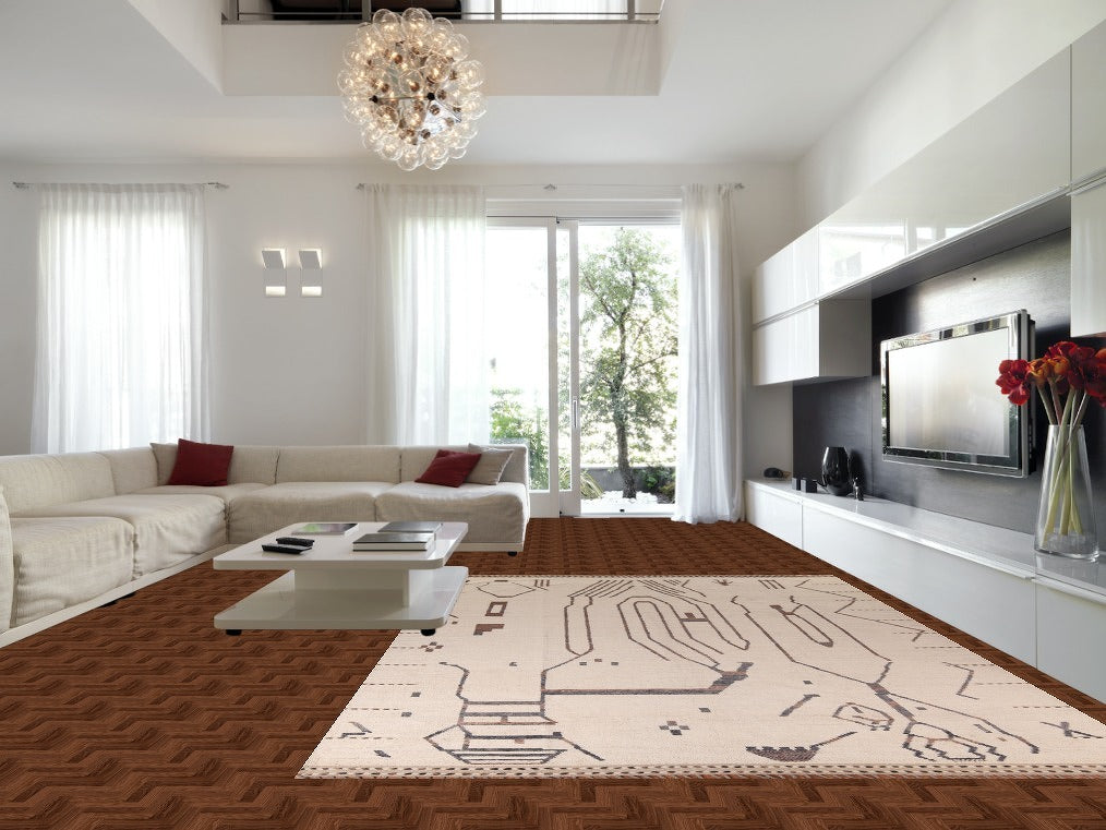 All-Over Abstract Moroccan Large Oriental Rug 10x14