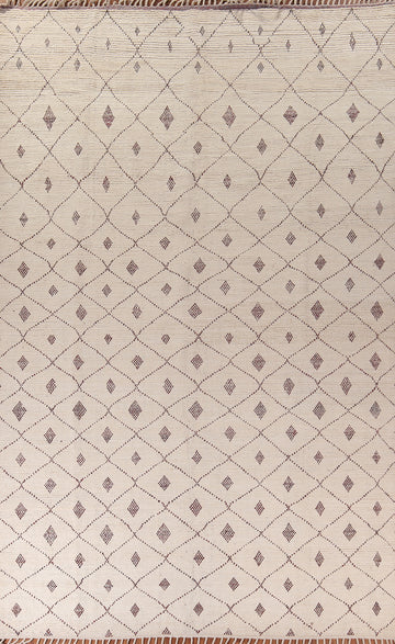 All-Over Trellis Wool Moroccan Large Oriental Rug 10x15