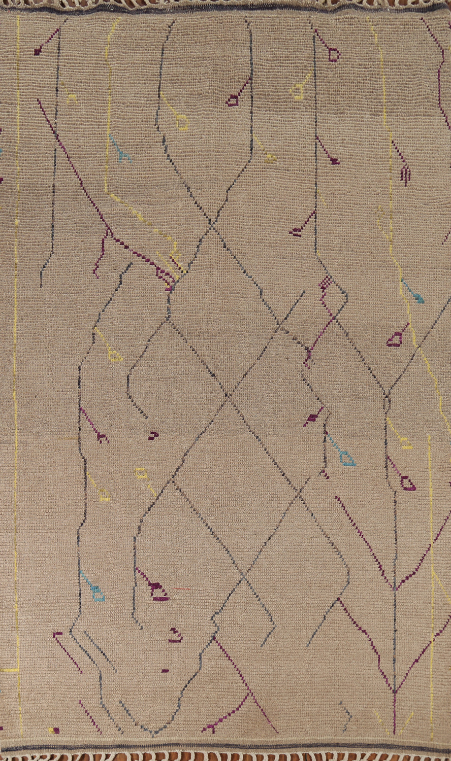 Abstract Wool Moroccan Living Room Area Rug 6x10