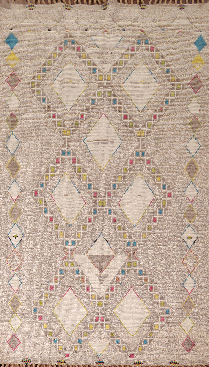 Geometric Wool Moroccan Living Room Area Rug 6x10