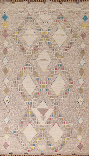 Geometric Wool Moroccan Living Room Area Rug 6x10