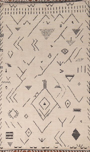 Handmade Wool Abstract Moroccan Oriental Area Rug 5x9