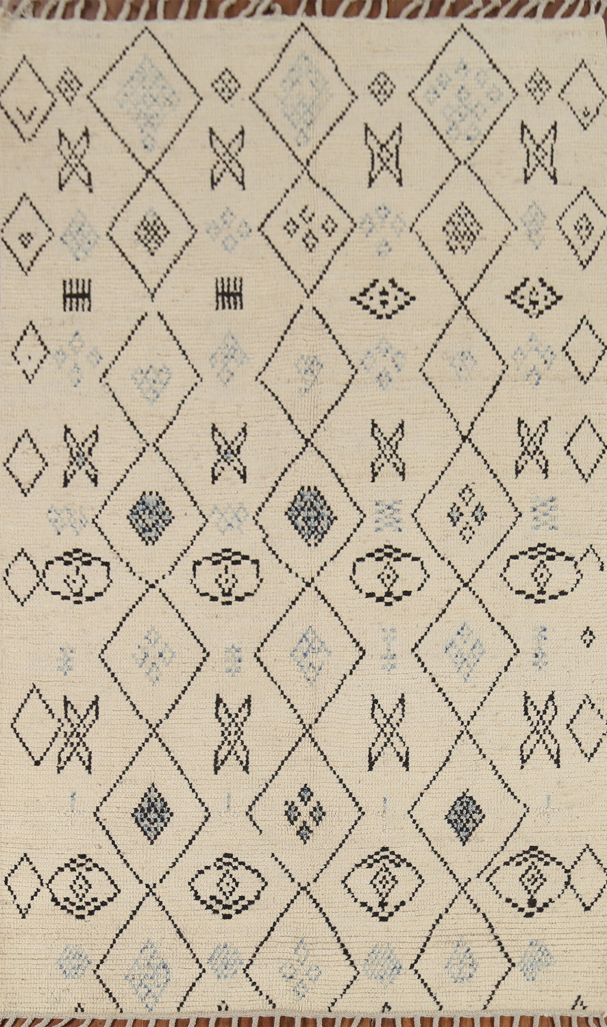 All-Over Ivory Moroccan Oriental Area Rug 5x9