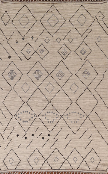 All-Over Ivory Moroccan Oriental Area Rug 6x10