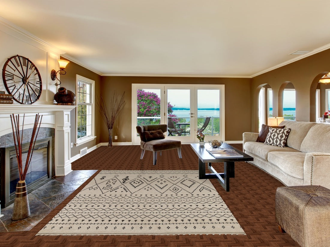 Handmade Ivory Moroccan Living Room Area Rug 6x9