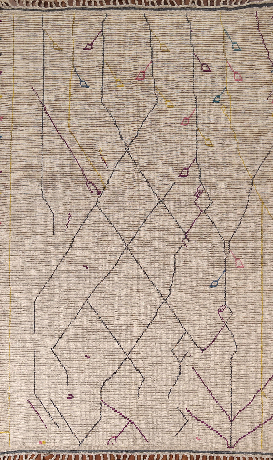All-Over Striped Ivory Moroccan Living Room Area Rug 6x10
