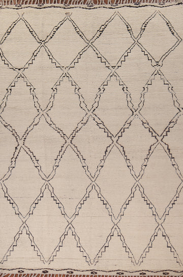 All-Over Trellis Ivory Moroccan Wool Area Rug 8x11