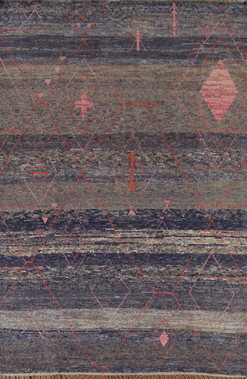 Handmade Blue Striped Moroccan Area Rug 8x12