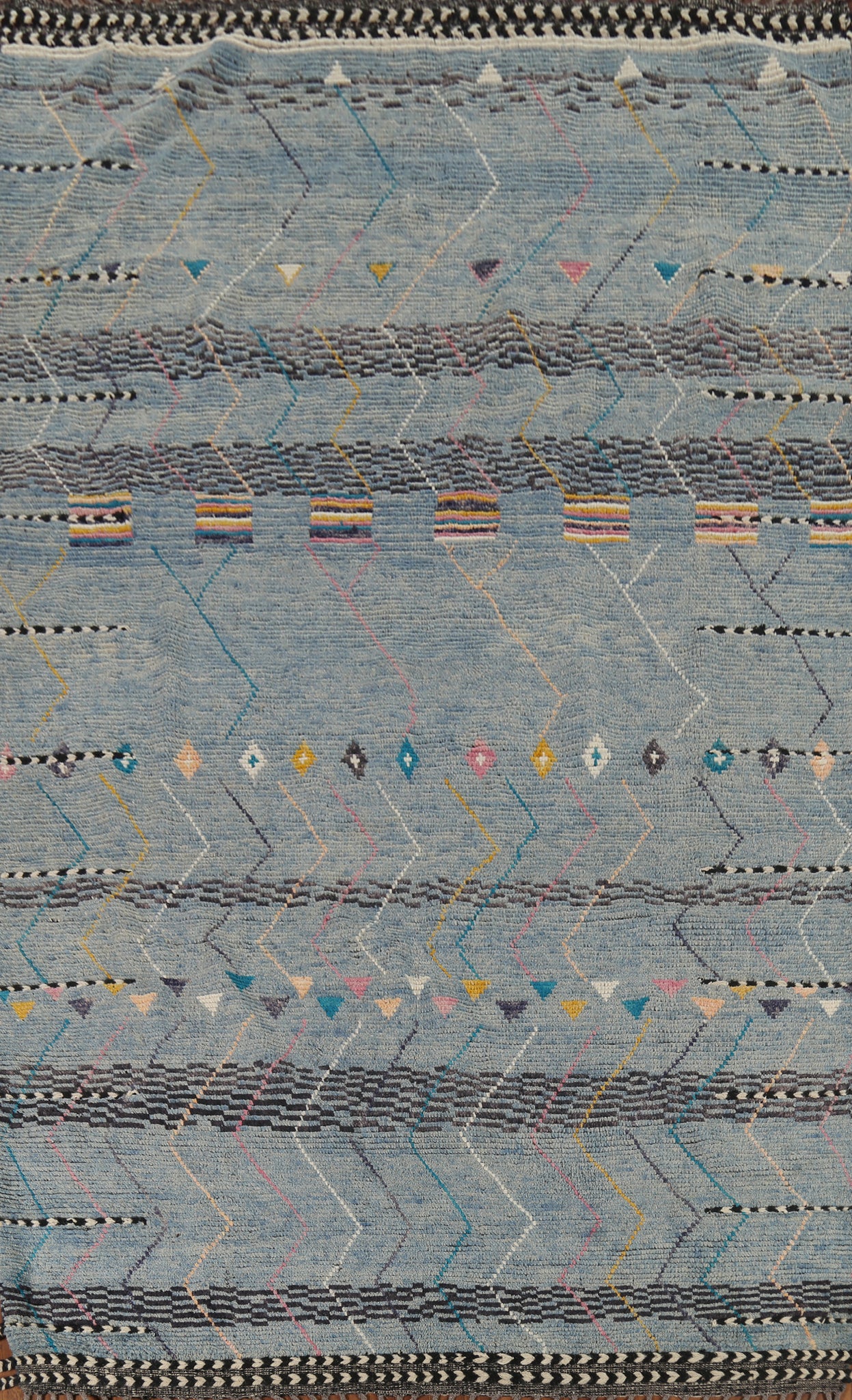 Striped Wool Moroccan Oriental Area Rug 7x11