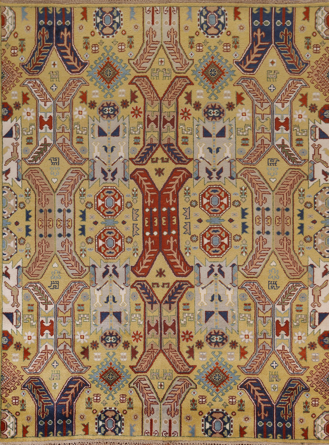 All-Over Geometric Kazak Oriental Area Rug 8x10
