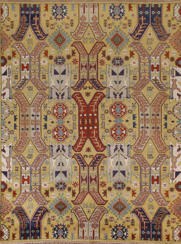 All-Over Geometric Kazak Oriental Area Rug 8x10