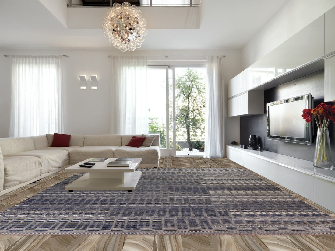 Handmade Blue Moroccan Palace Size Rug 15x18