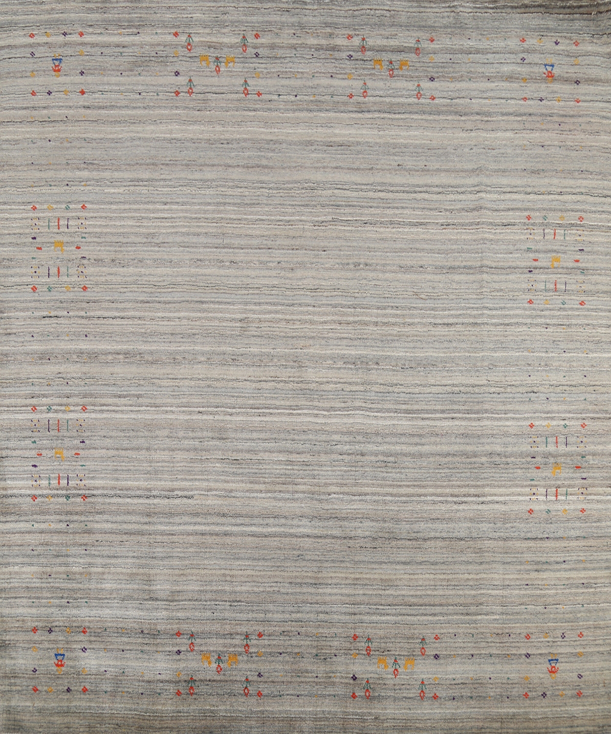 All-Over Striped Gabbeh Indian Square Rug 8x8