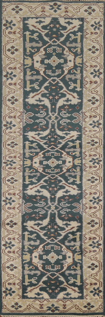 Handmade Teal Oushak Indian Runner Rug 3x10