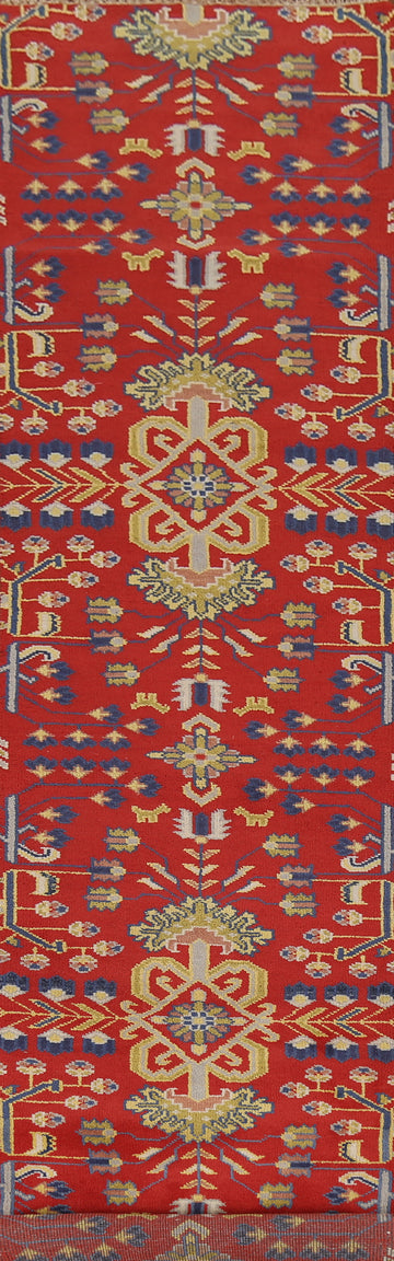 All-Over Red Kazak Oriental Runner Rug 3x14