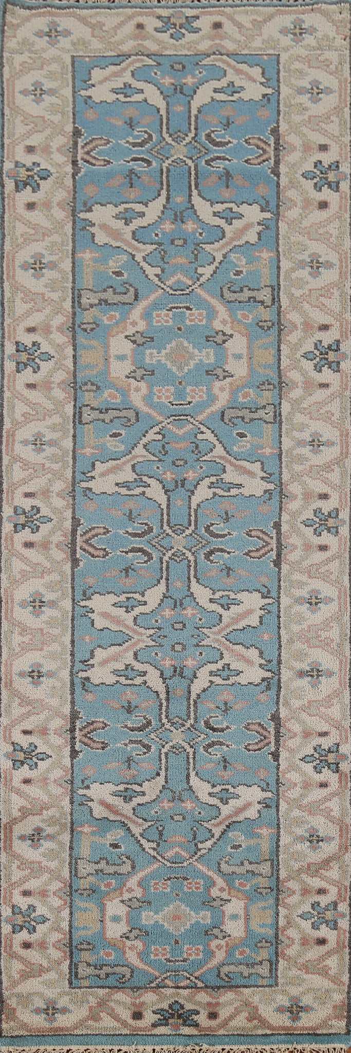 Light Blue Oushak Oriental Runner Rug 3x10