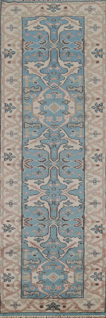 Light Blue Oushak Oriental Runner Rug 3x10