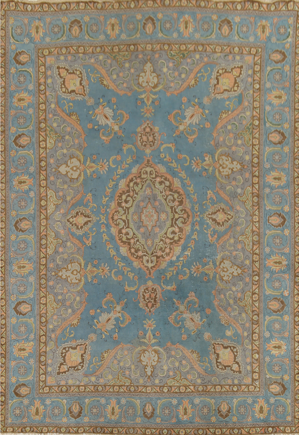 Vintage Blue Tabriz Persian Area Rug 9x12