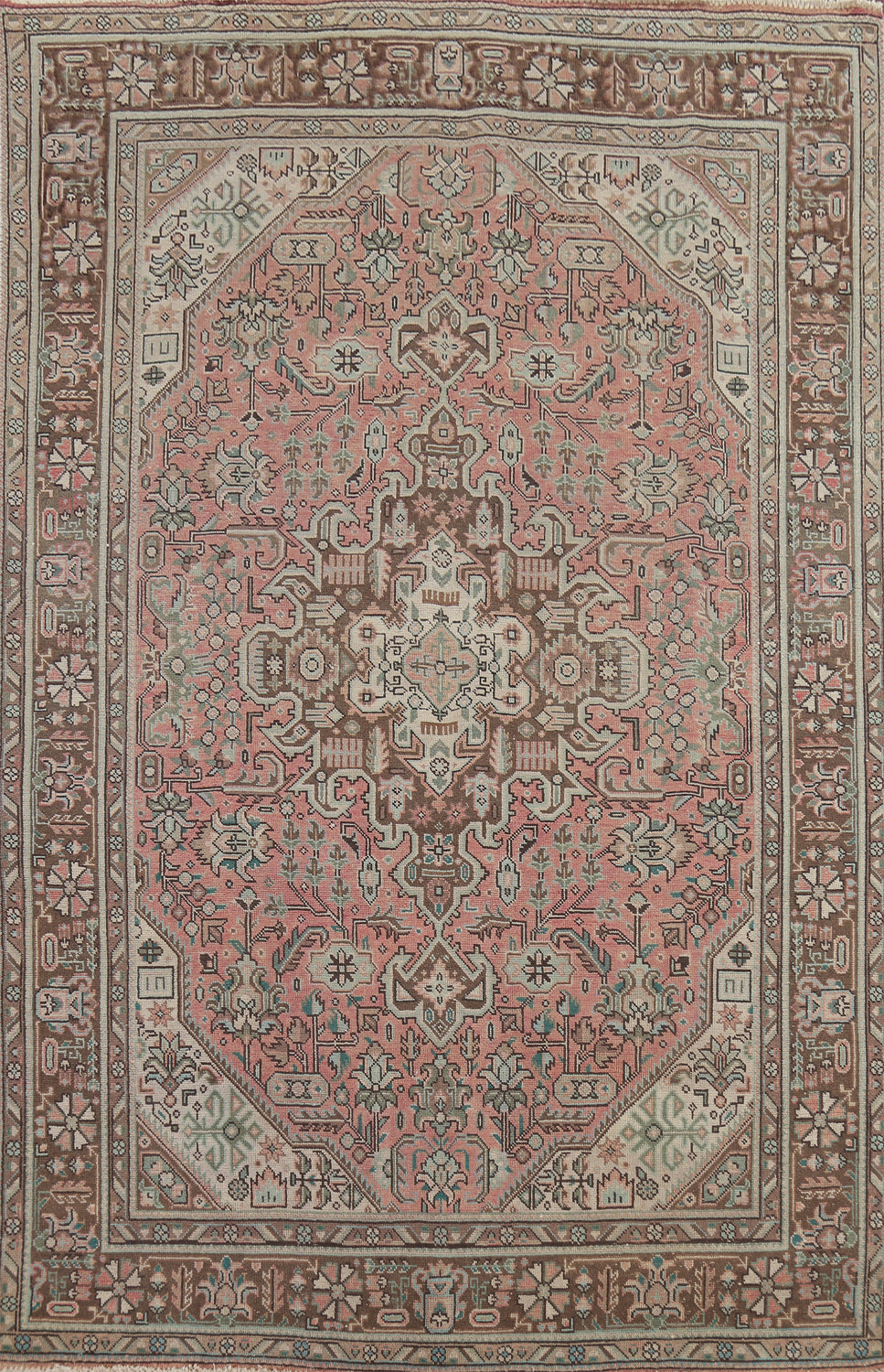 Pink Geometric Tabriz Persian Area Rug 6x10