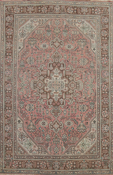 Pink Geometric Tabriz Persian Area Rug 6x10