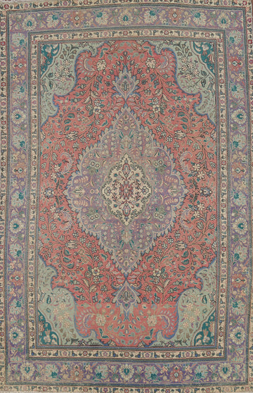 Hand-Knotted Wool Pink Tabriz Persian Area Rug 7x10