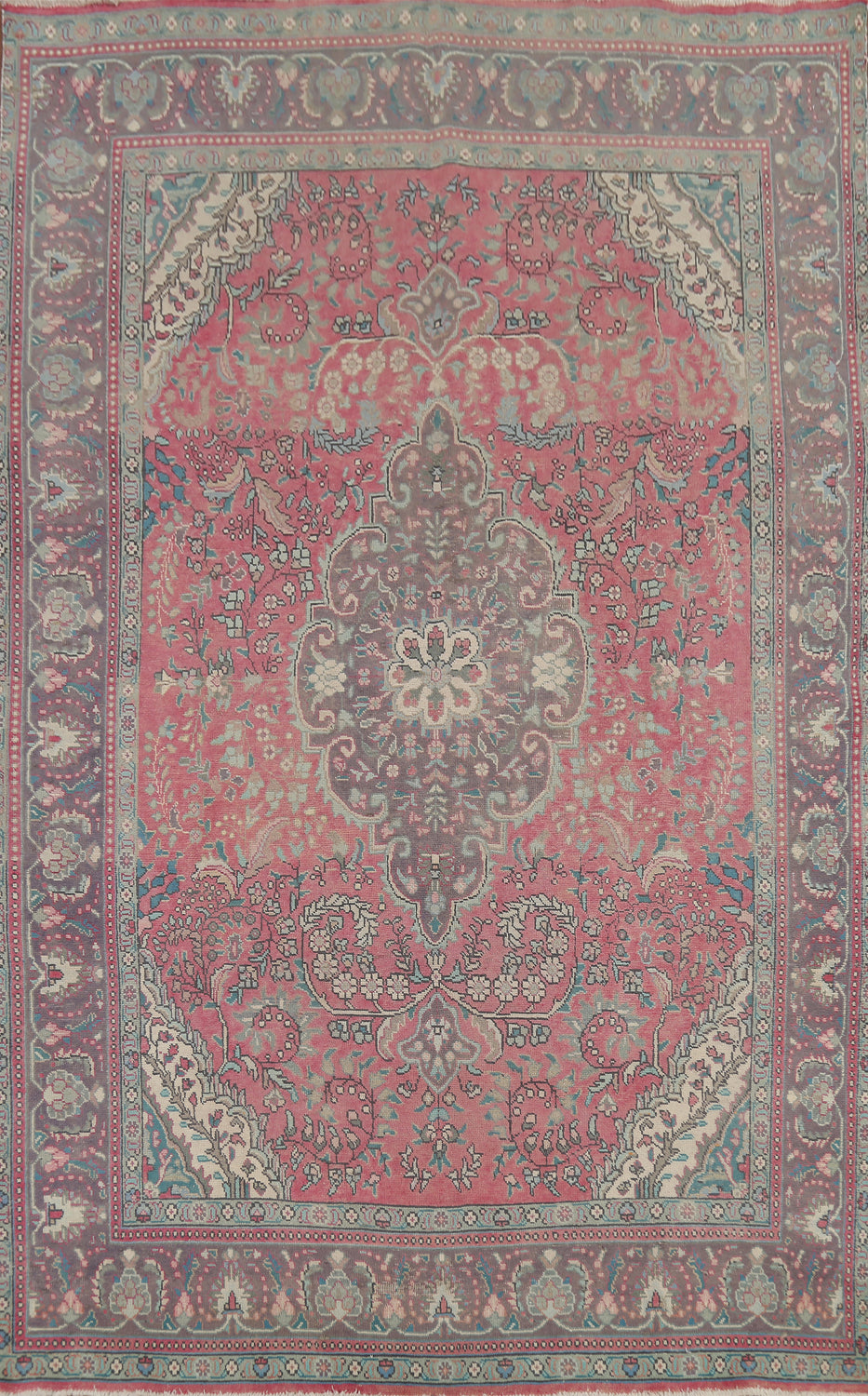 Handmade Pink Tabriz Persian Area Rug 7x11