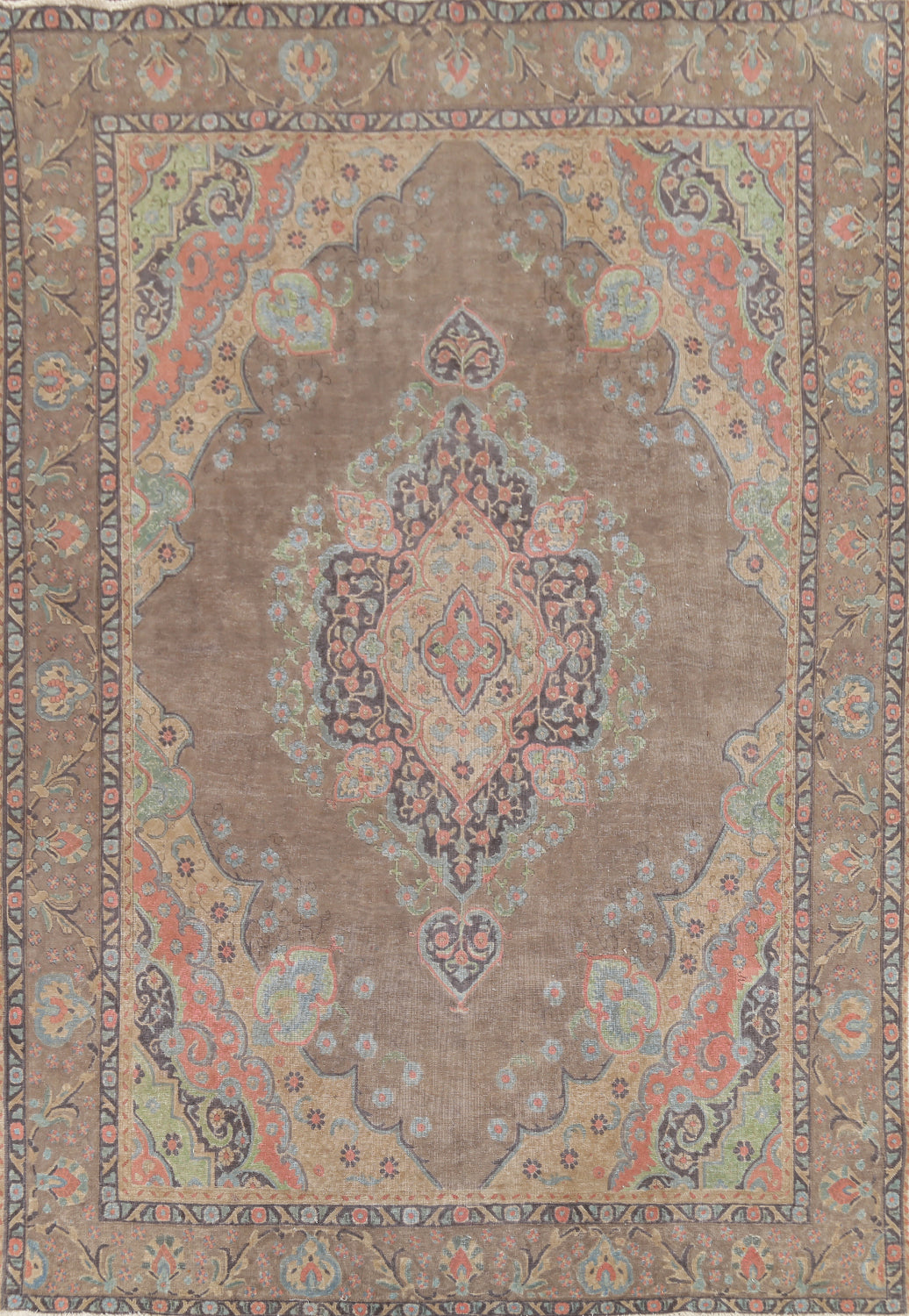 Handmade Brown Wool Tabriz Persian Area Rug 9x13