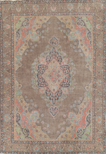 Handmade Brown Wool Tabriz Persian Area Rug 9x13