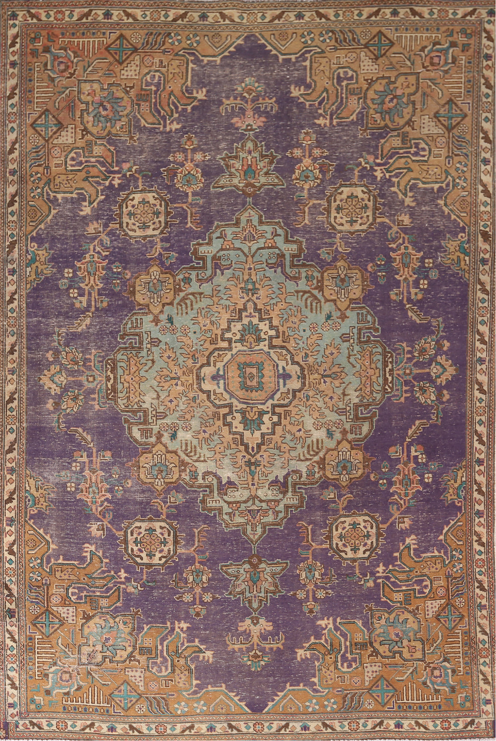 Distressed Purple Tabriz Persian Area Rug 6x9