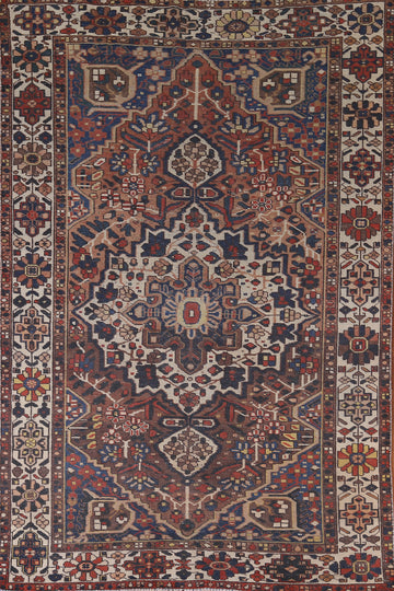 Vintage Geometric Bakhtiari Persian Area Rug 7x10