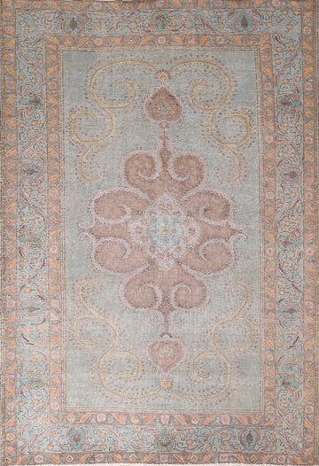 Distressed Green Tabriz Persian Area Rug 6x10