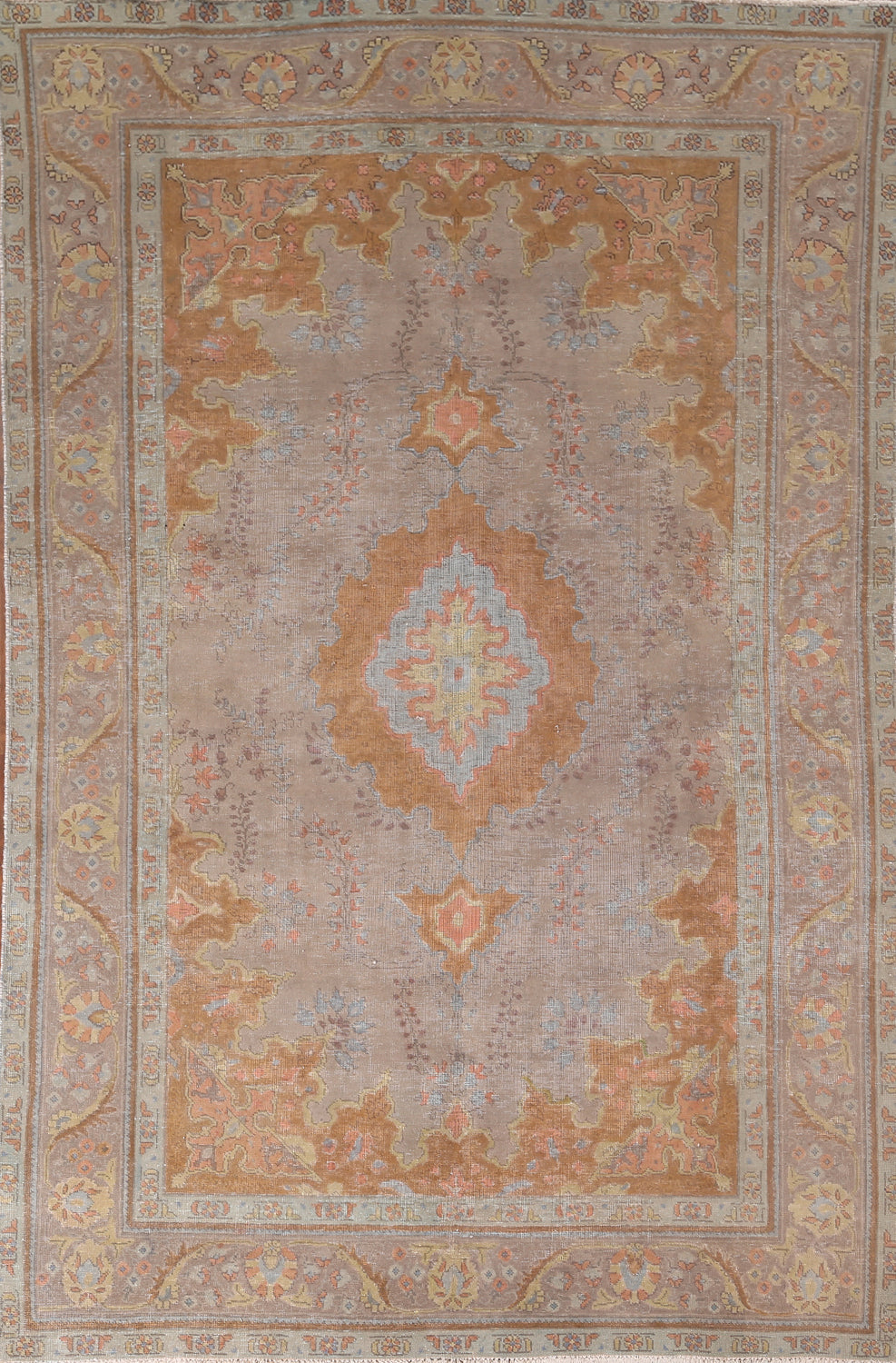 Brown & Orange Tabriz Persian Area Rug 6x10