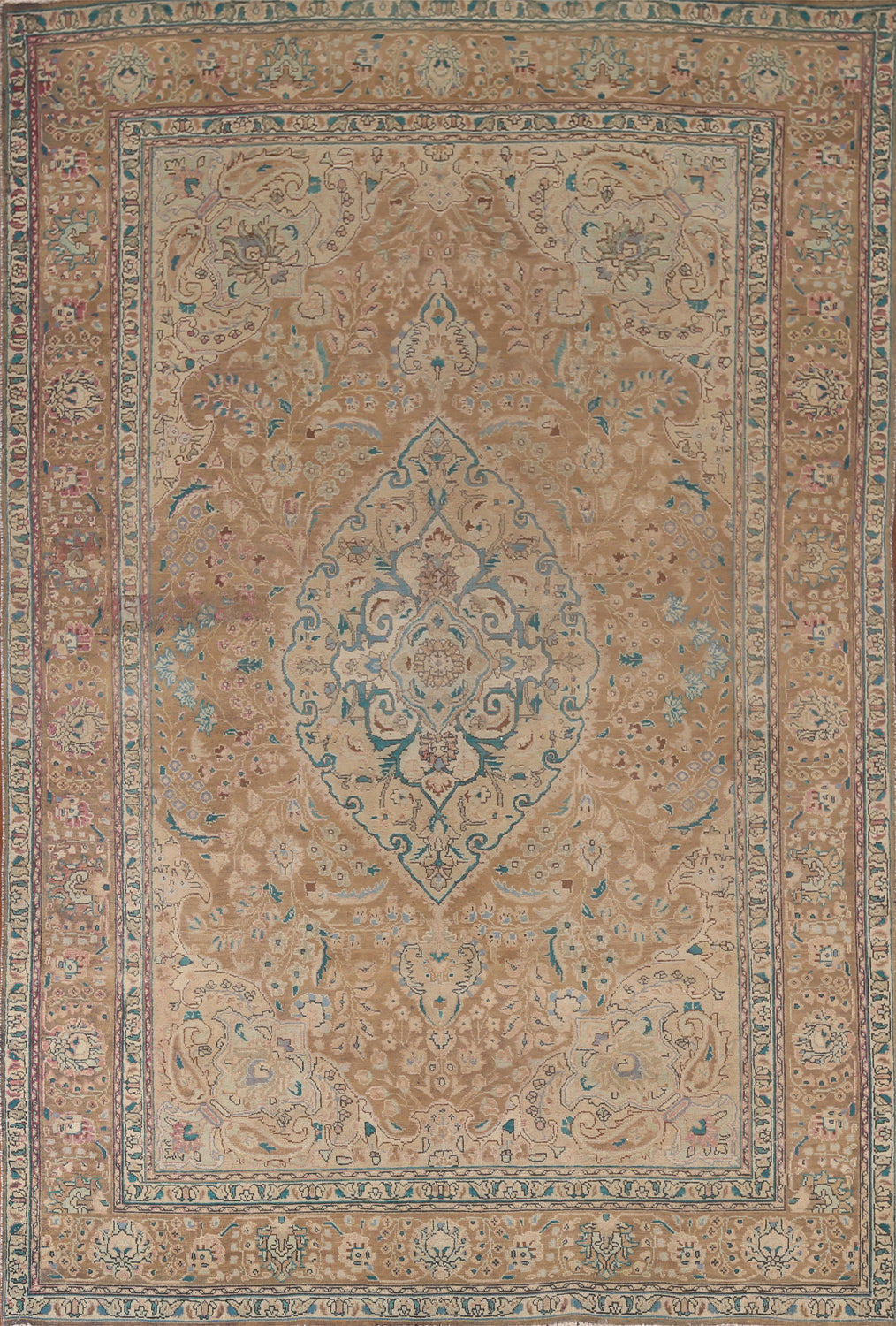 Light Brown Wool Tabriz Persian Area Rug 7x10