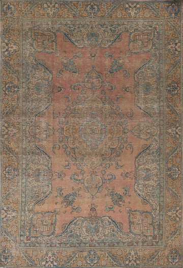 Vintage Distressed Tabriz Persian Area Rug 8x11