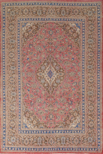 Traditional Pink Mashad Persian Area Rug 6x9