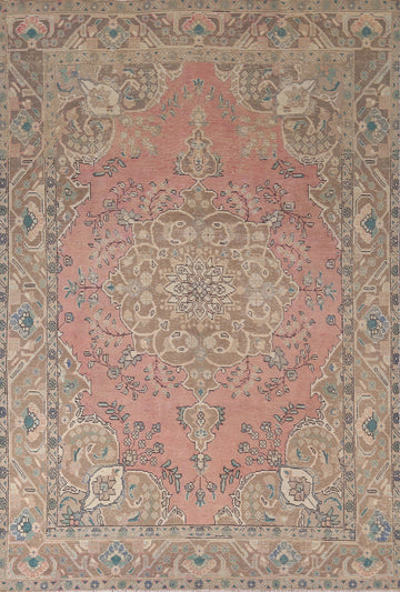 Handmade Pink Wool Tabriz Persian Area Rug 7x10