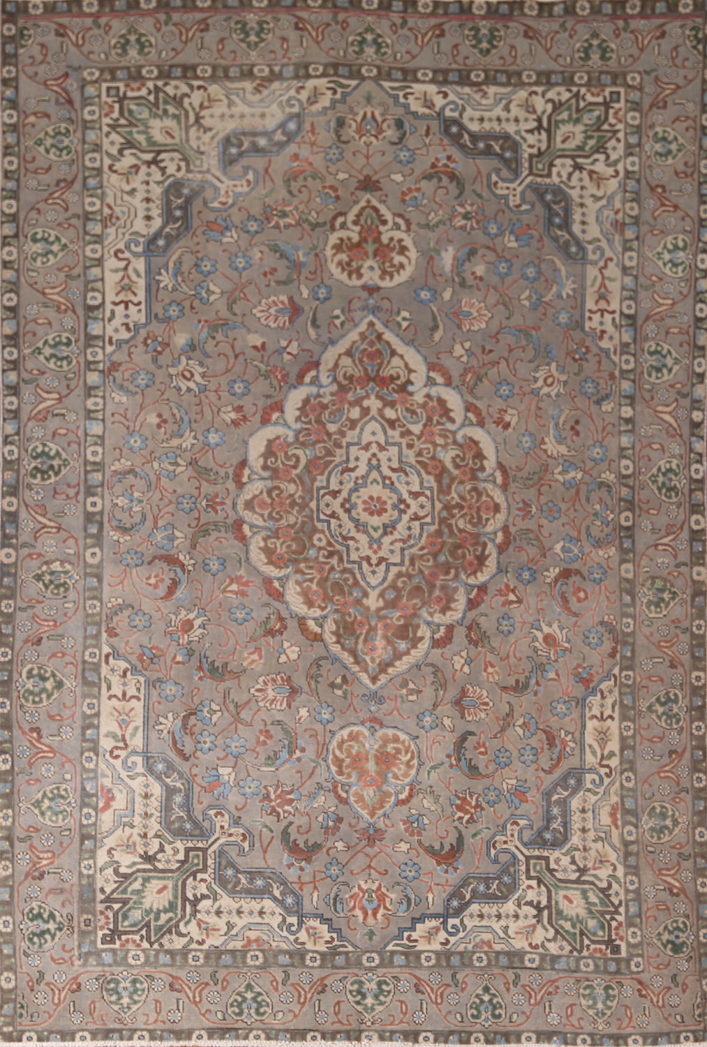 Handmade Gray Tabriz Persian Area Rug 7x11
